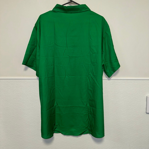 Button-Up Shirt Green/Yellow Size XXL with Shamrock Print Irish Clover NEW - Picture 9 of 10